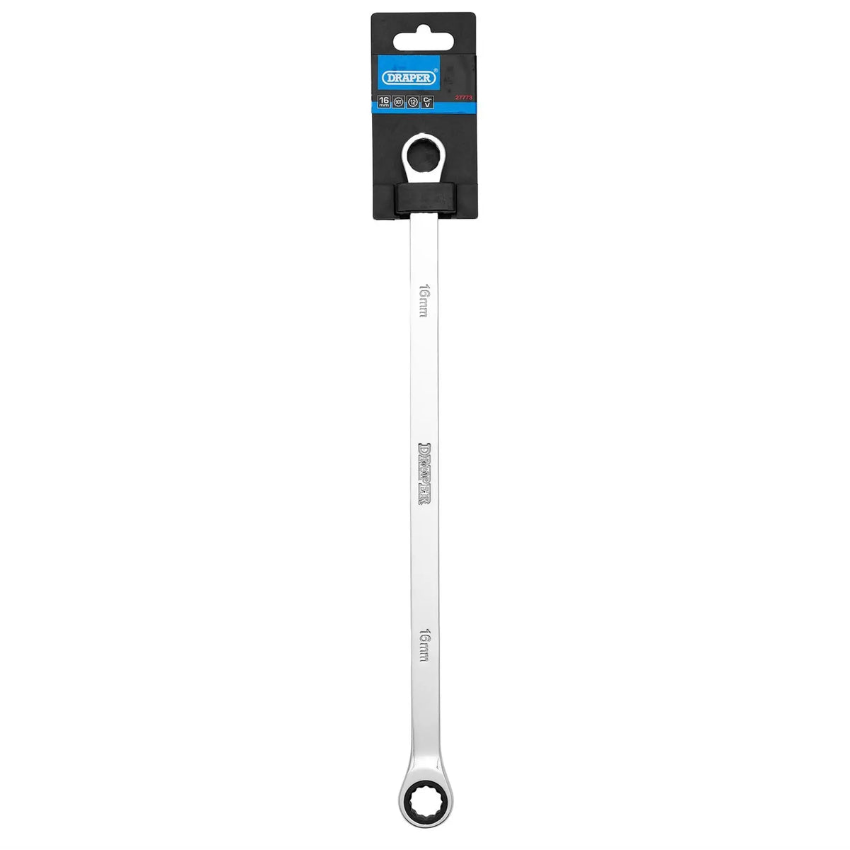 Draper HI-TORQ® Metric Extra-Long Double Ring Ratchet Spanner 16mm 27773  White Rose Tools