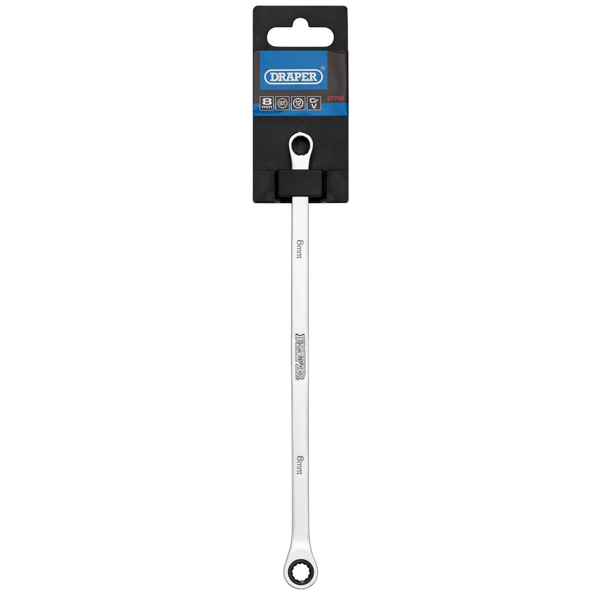 Draper HI-TORQ® Metric Extra-Long Double Ring Ratchet Spanner 8mm 27765  White Rose Tools