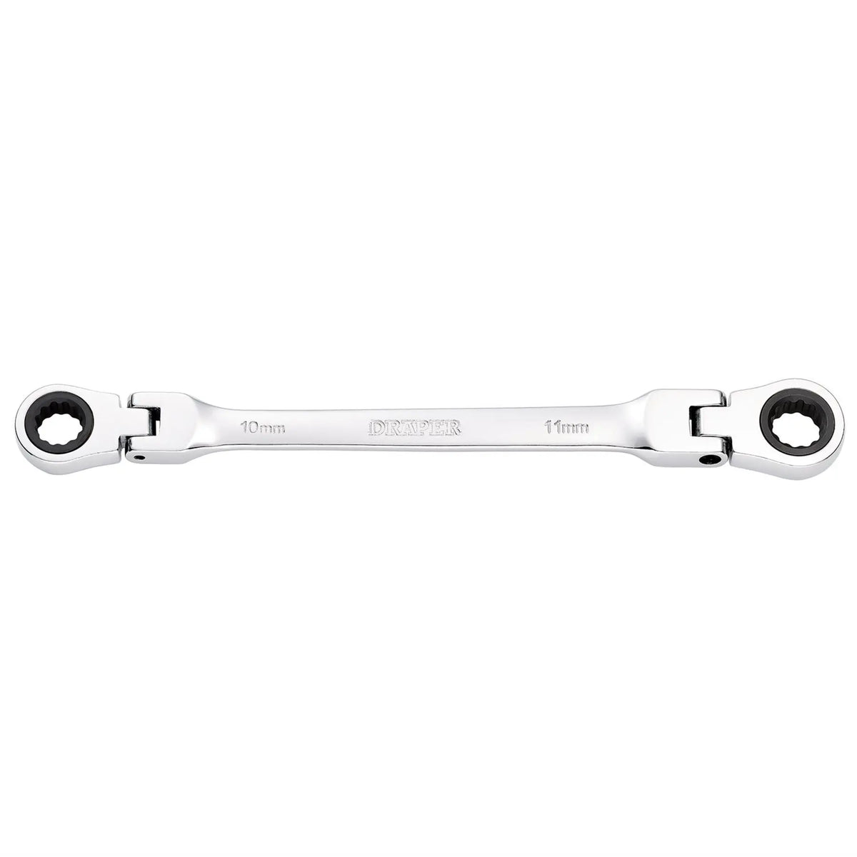 Draper HI-TORQ® Metric Flexible Head Double Ring Ratchet Spanner 10 x 11mm 27745  White Rose Tools