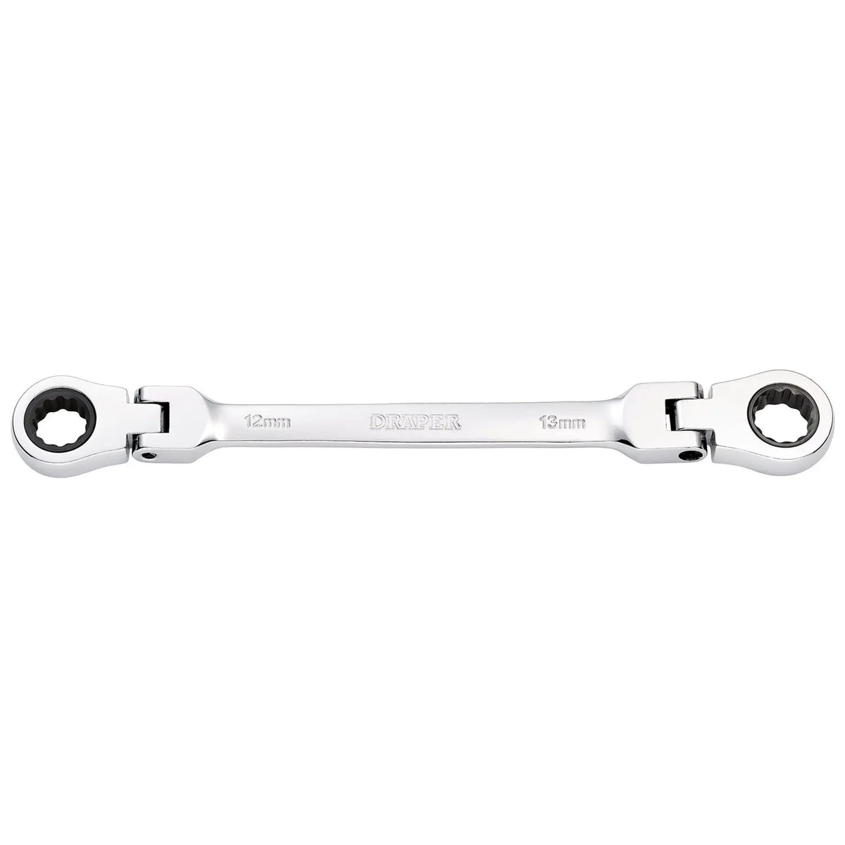 Draper HI-TORQ® Metric Flexible Head Double Ring Ratchet Spanner 12 x 13mm 27746  White Rose Tools