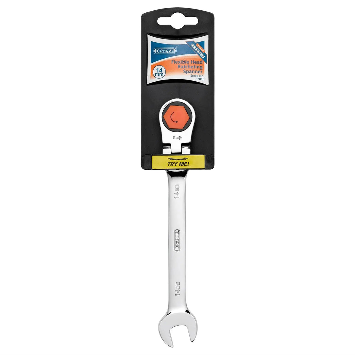 Draper HI-TORQ® Metric Flexible Head Ratcheting Combination Spanner 14mm 52016  White Rose Tools