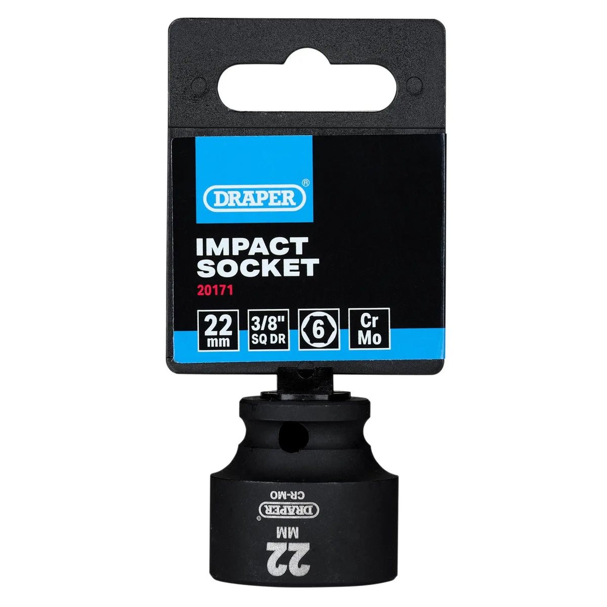 Draper HI-TORQ® Metric Impact Socket 3/8" Sq. Dr. 22mm 20171  White Rose Tools