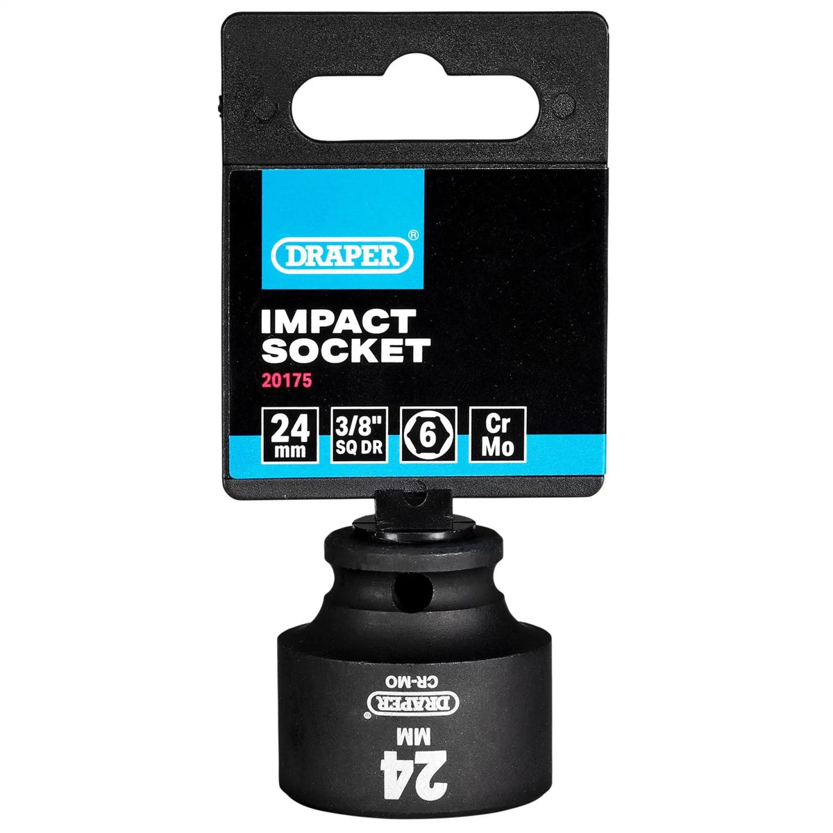 Draper HI-TORQ® Metric Impact Socket 3/8" Sq. Dr. 24mm 20175  White Rose Tools