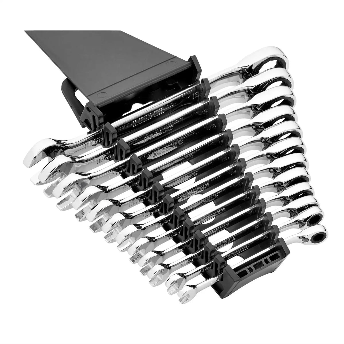 Draper HI-TORQ® Metric Reversible Ratchet Combination Spanner Set (12 Piece) 27692  White Rose Tools