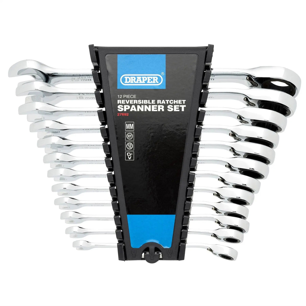 Draper HI-TORQ® Metric Reversible Ratchet Combination Spanner Set (12 Piece) 27692  White Rose Tools
