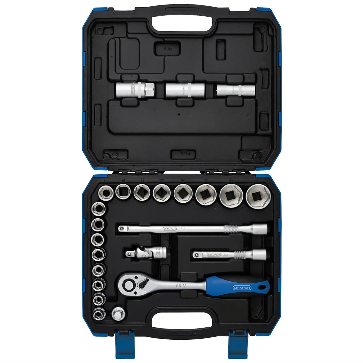 Draper HI-TORQ® Metric Socket Set 1/2" Sq. Dr. (24 Piece) 16362  White Rose Tools
