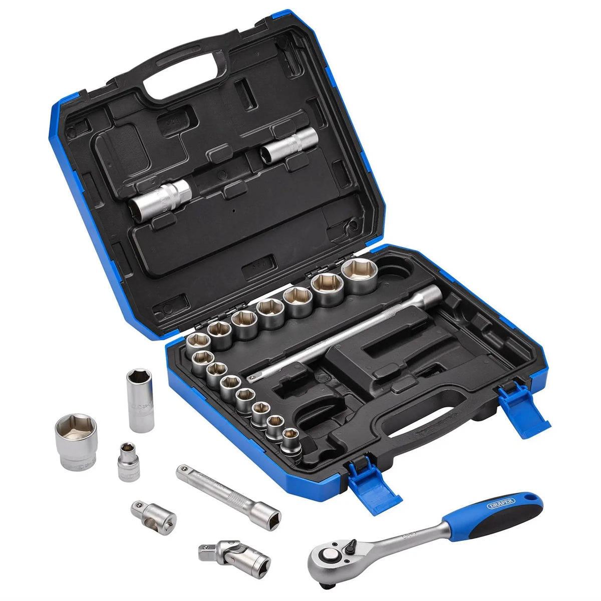 Draper HI-TORQ® Metric Socket Set 1/2" Sq. Dr. (24 Piece) 16362  White Rose Tools
