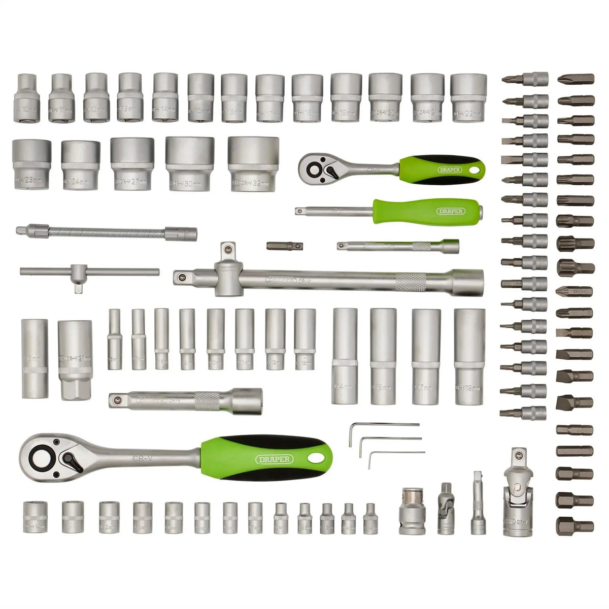 Draper HI-TORQ® Metric Socket Set 1/4” and 1/2” Sq. Dr. (100 Piece) 55318  White Rose Tools