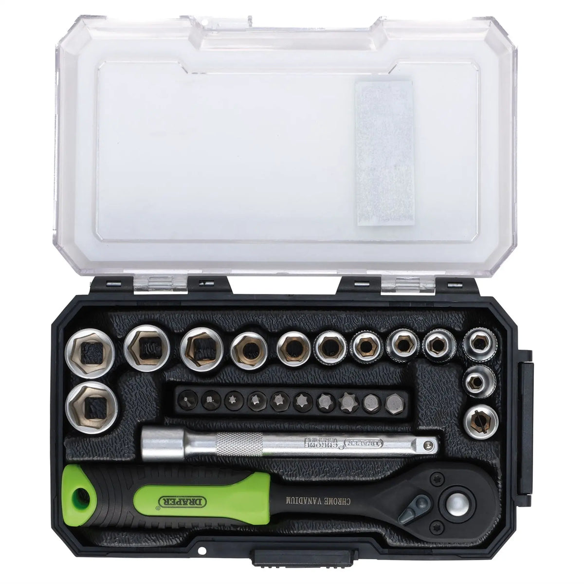 Draper HI-TORQ® Metric Socket and Bit Set 1/4" Sq. Dr. (25 Piece) 24233  White Rose Tools