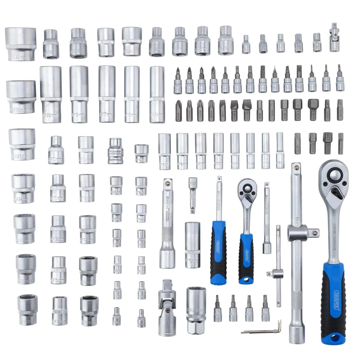 Draper HI-TORQ® Metric Socket and Bit Set 1/4" and 1/2" Sq. Dr. (110 Piece) 24230  White Rose Tools