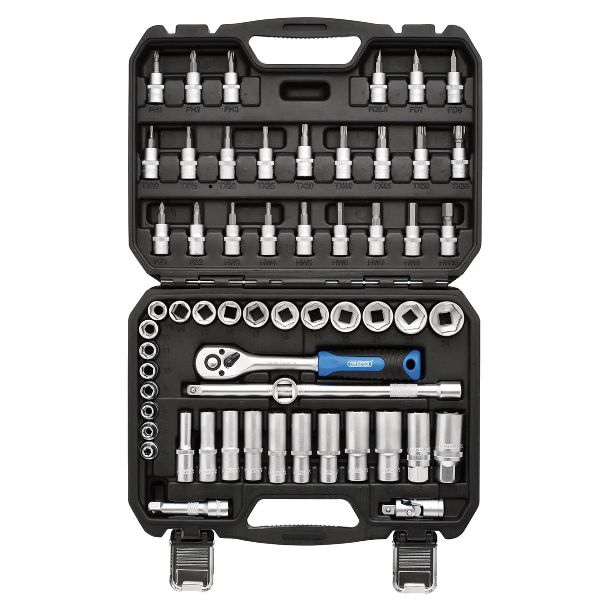 Draper HI-TORQ® Metric Socket and Bit Set 3/8" Sq. Dr. (58 Piece) 24228  White Rose Tools