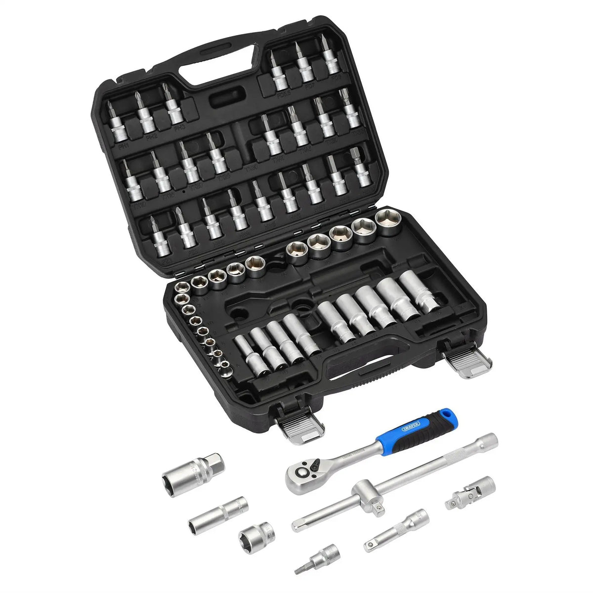 Draper HI-TORQ® Metric Socket and Bit Set 3/8" Sq. Dr. (58 Piece) 24228  White Rose Tools