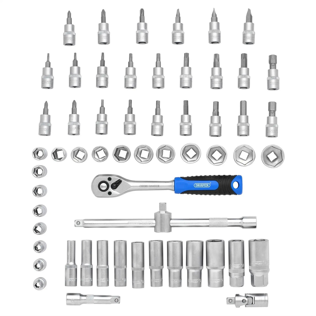 Draper HI-TORQ® Metric Socket and Bit Set 3/8" Sq. Dr. (58 Piece) 24228  White Rose Tools