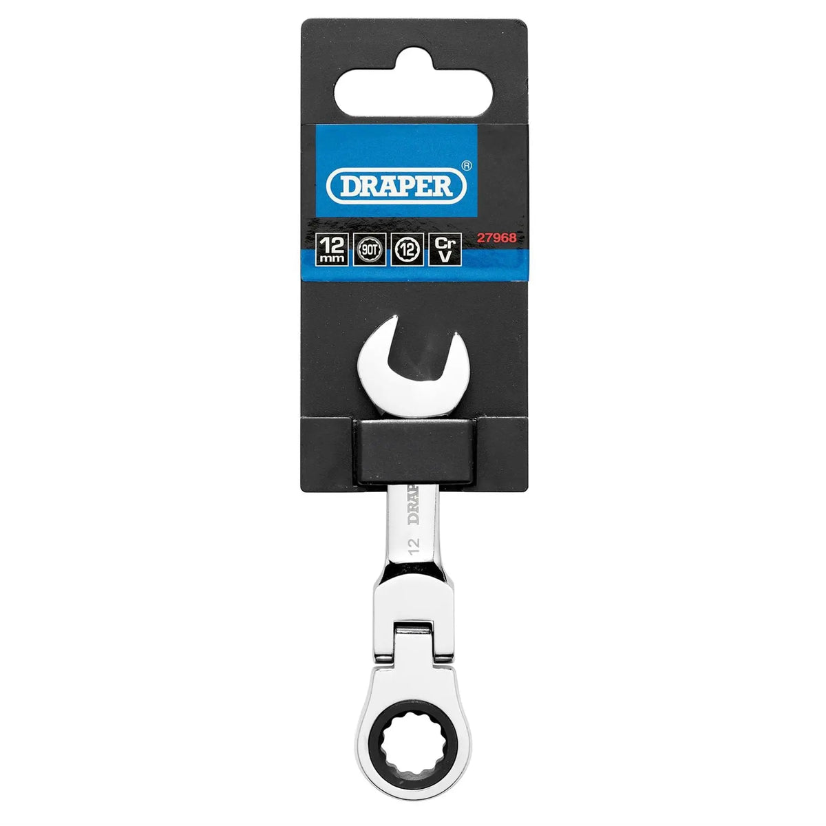 Draper HI-TORQ® Metric Stubby Flexible Head Ratchet Combination Spanner 12mm 27968  White Rose Tools