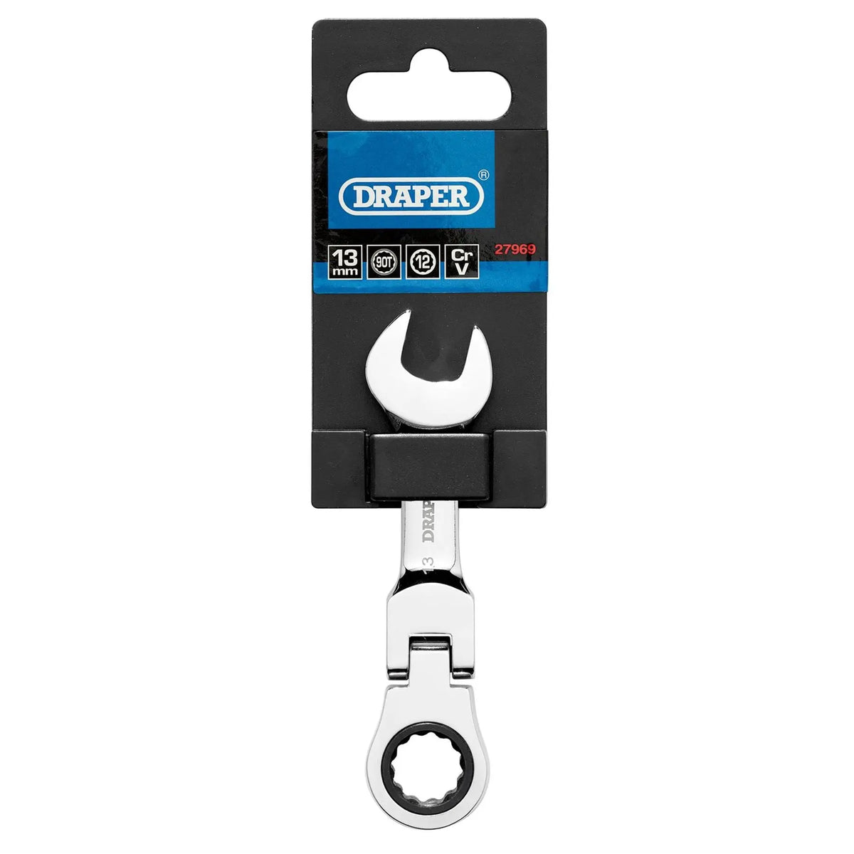 Draper HI-TORQ® Metric Stubby Flexible Head Ratchet Combination Spanner 13mm 27969  White Rose Tools