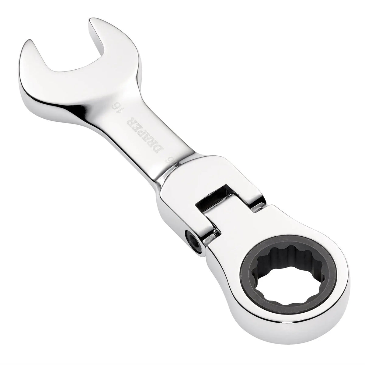 Draper HI-TORQ® Metric Stubby Flexible Head Ratchet Combination Spanner 16mm 27974  White Rose Tools