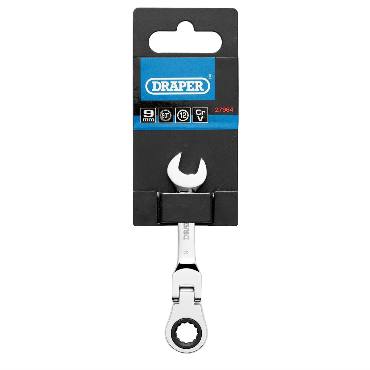 Draper HI-TORQ® Metric Stubby Flexible Head Ratchet Combination Spanner 9mm 27964  White Rose Tools