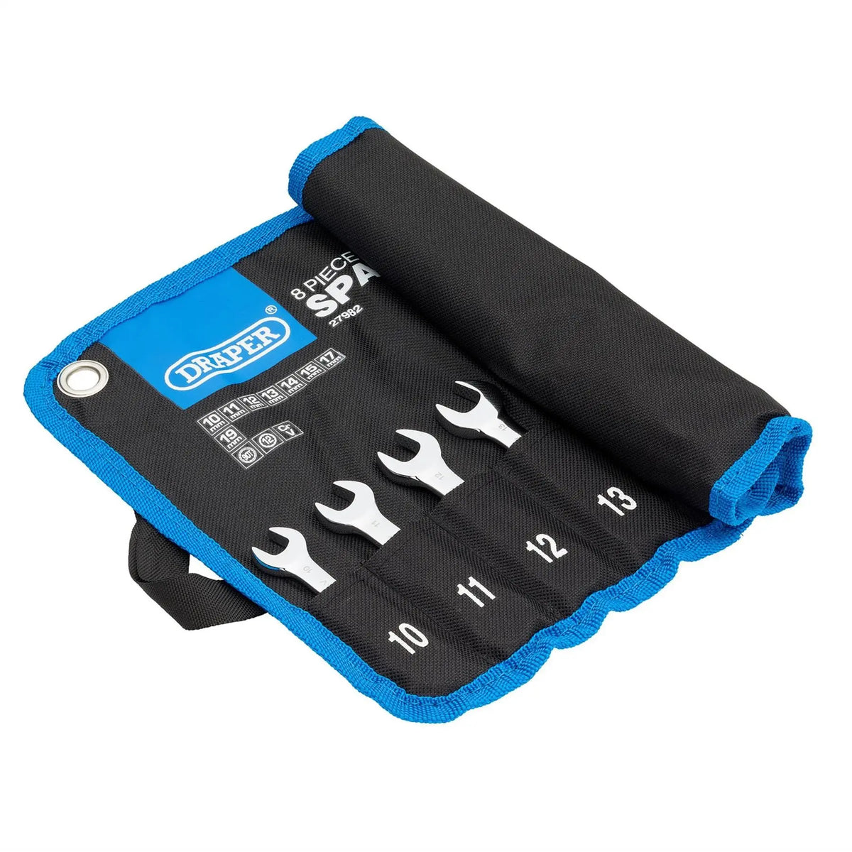 Draper HI-TORQ® Metric Stubby Flexible Head Ratchet Combination Spanner Set 10 - 19mm (8 Piece) 27982  White Rose Tools