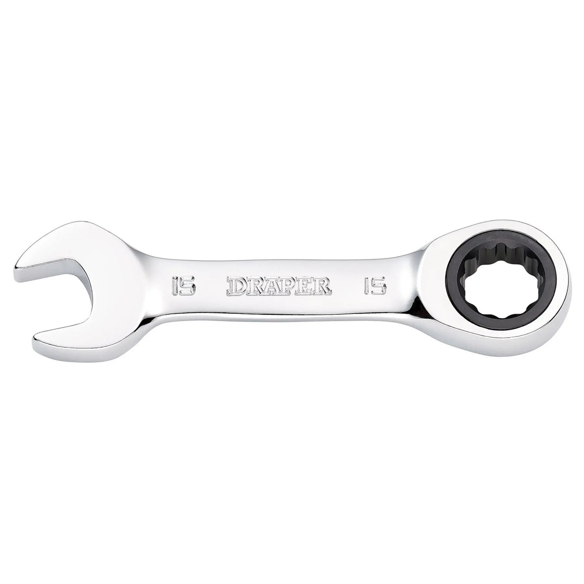 Draper HI-TORQ® Metric Stubby Ratchet Combination Spanner 15mm 27909  White Rose Tools