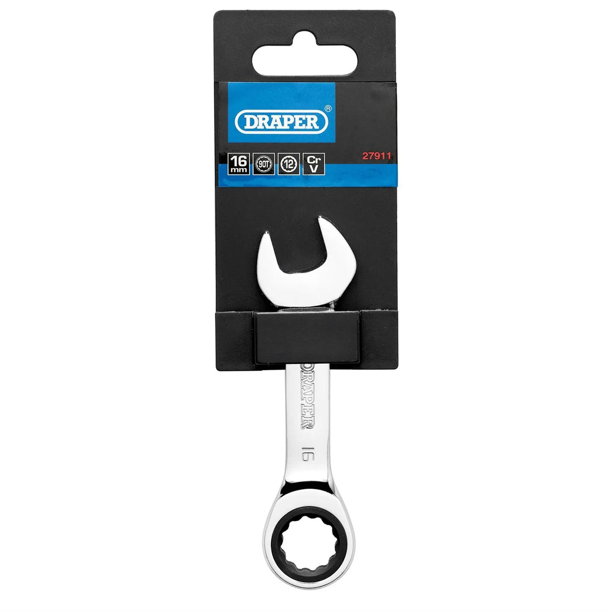 Draper HI-TORQ® Metric Stubby Ratchet Combination Spanner 16mm 27911  White Rose Tools