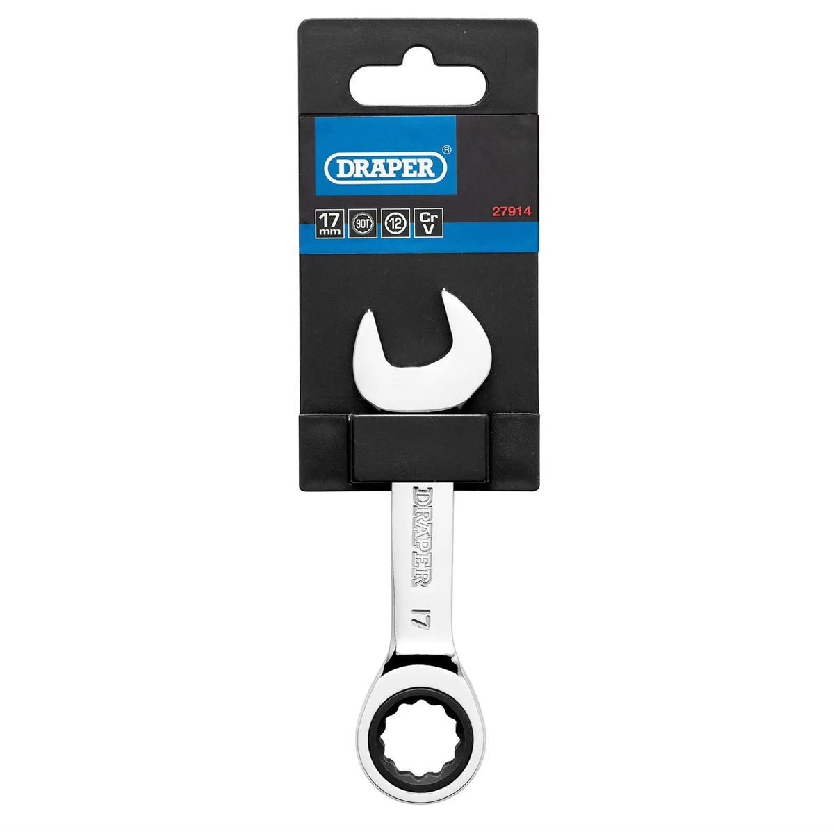 Draper HI-TORQ® Metric Stubby Ratchet Combination Spanner 17mm 27914  White Rose Tools