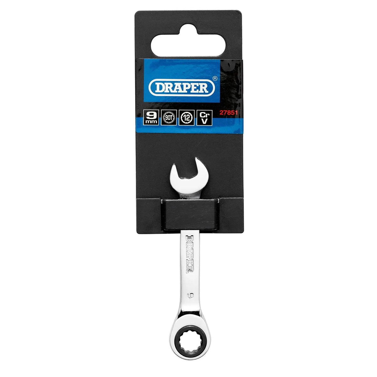 Draper HI-TORQ® Metric Stubby Ratchet Combination Spanner 9mm 27851  White Rose Tools