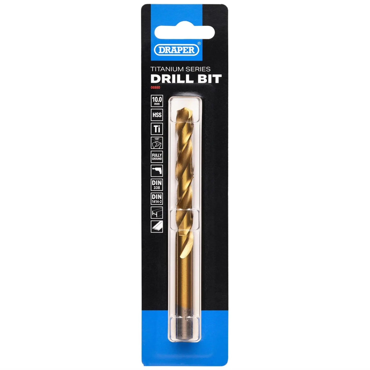 Draper HSS Titanium Nitride Coated Drill Bit 10 x 133mm 08880  White Rose Tools