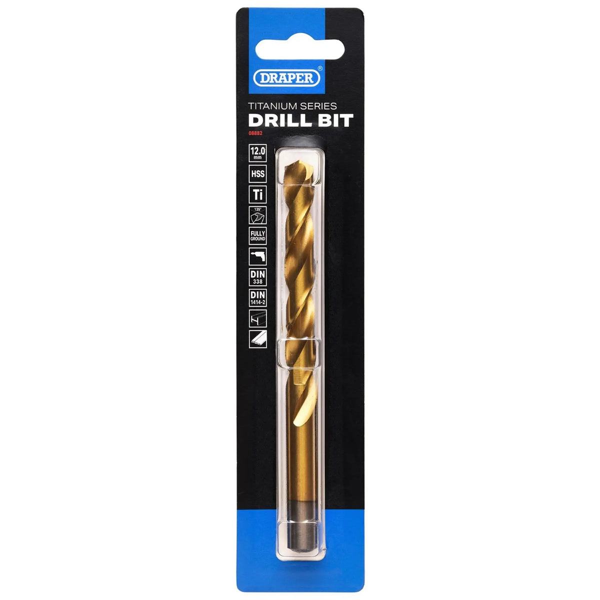 Draper HSS Titanium Nitride Coated Drill Bit 12 x 151mm 08882  White Rose Tools