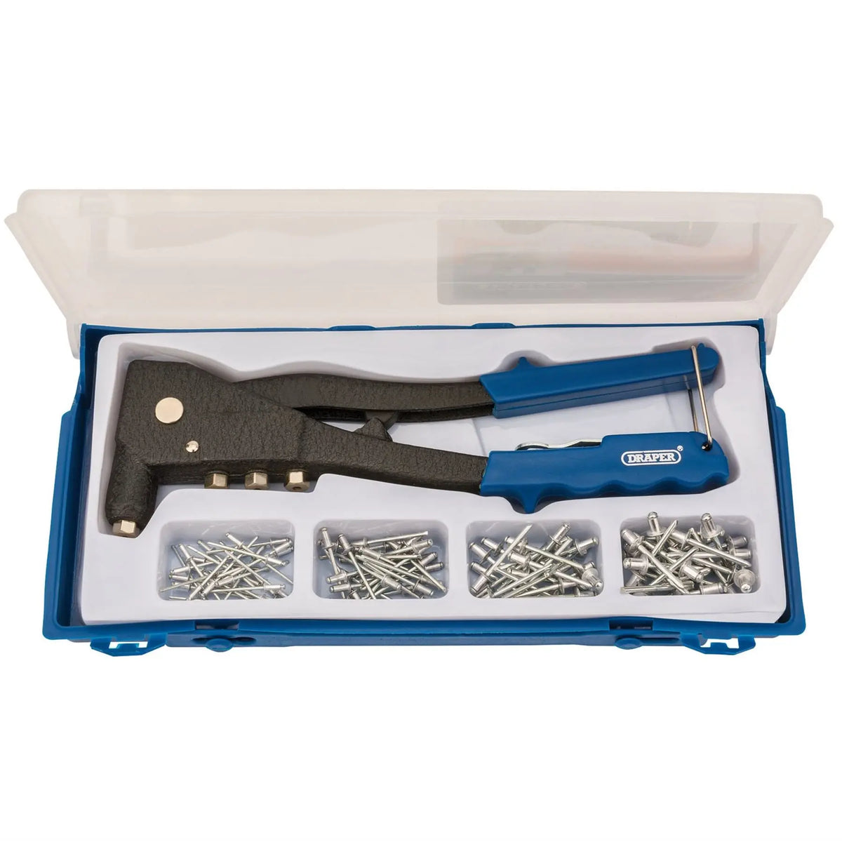 Draper Hand Riveter Kit for Aluminium Rivets 1 x Case 27843  White Rose Tools