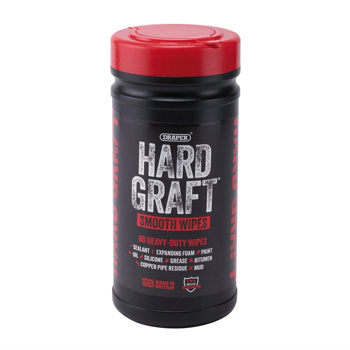 Draper Hard Graft Multipurpose Smooth Wipes (Tub of 80) 12434  White Rose Tools