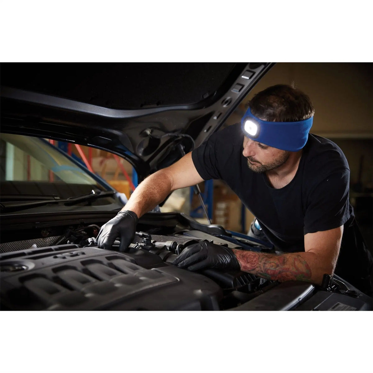 Draper Headband with USB Rechargeable LED Torch 1W Blue One Size 95171  White Rose Tools