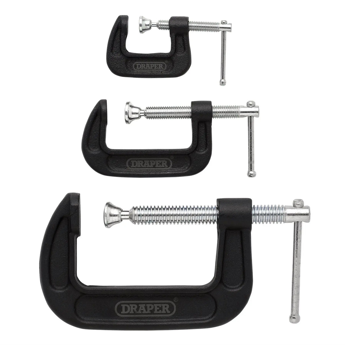 Draper Heavy Duty G-Clamp Set (3 Piece) 18989  White Rose Tools