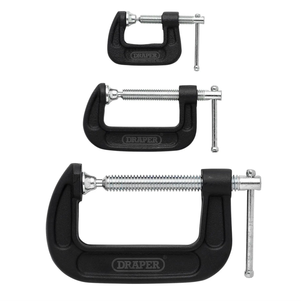 Draper Heavy Duty G-Clamp Set (3 Piece) 18989  White Rose Tools