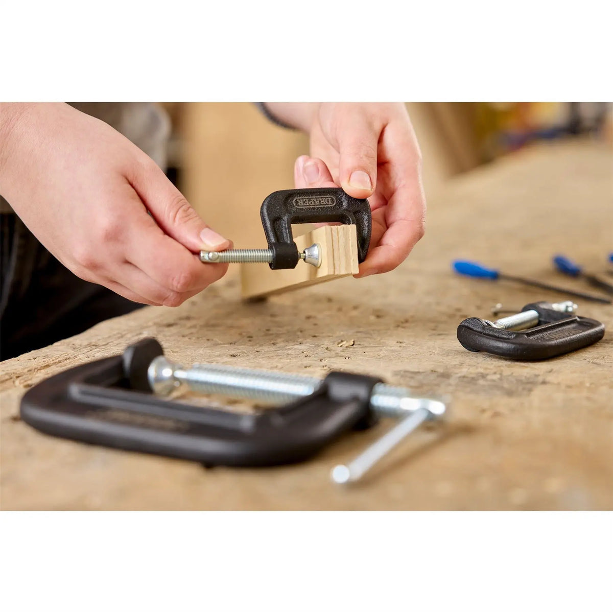 Draper Heavy Duty G-Clamp Set (3 Piece) 18989  White Rose Tools