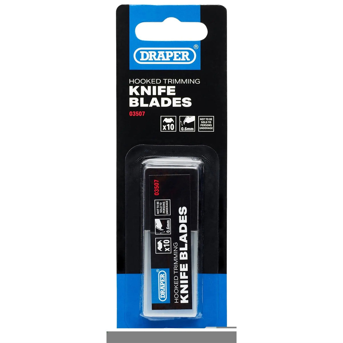 Draper Heavy Duty Hooked Trimming Knife Blades (Pack of 10) 03507  White Rose Tools