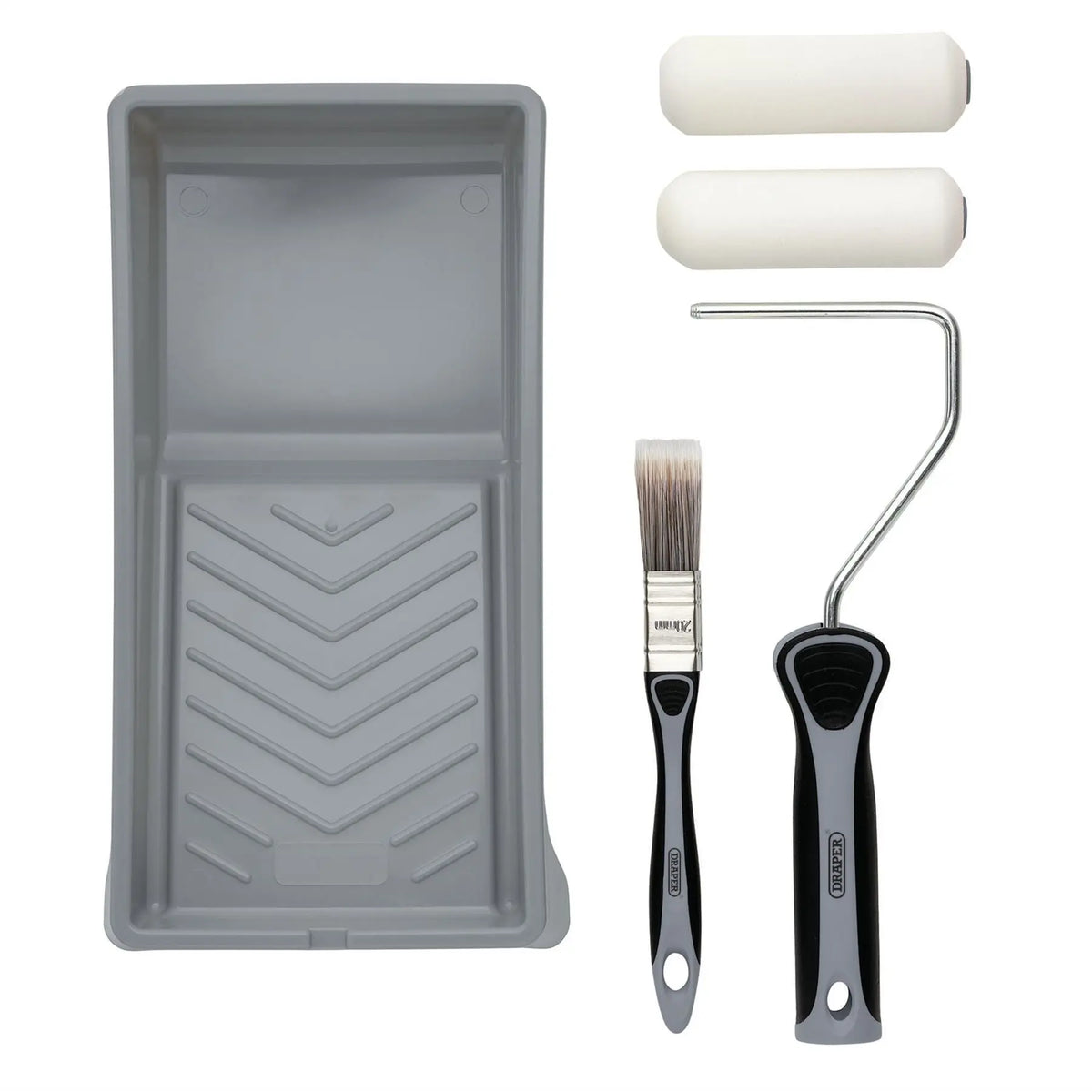 Draper High-Density Foam Paint Roller and Brush Set with Soft Grip (5 Piece) 20797  White Rose Tools