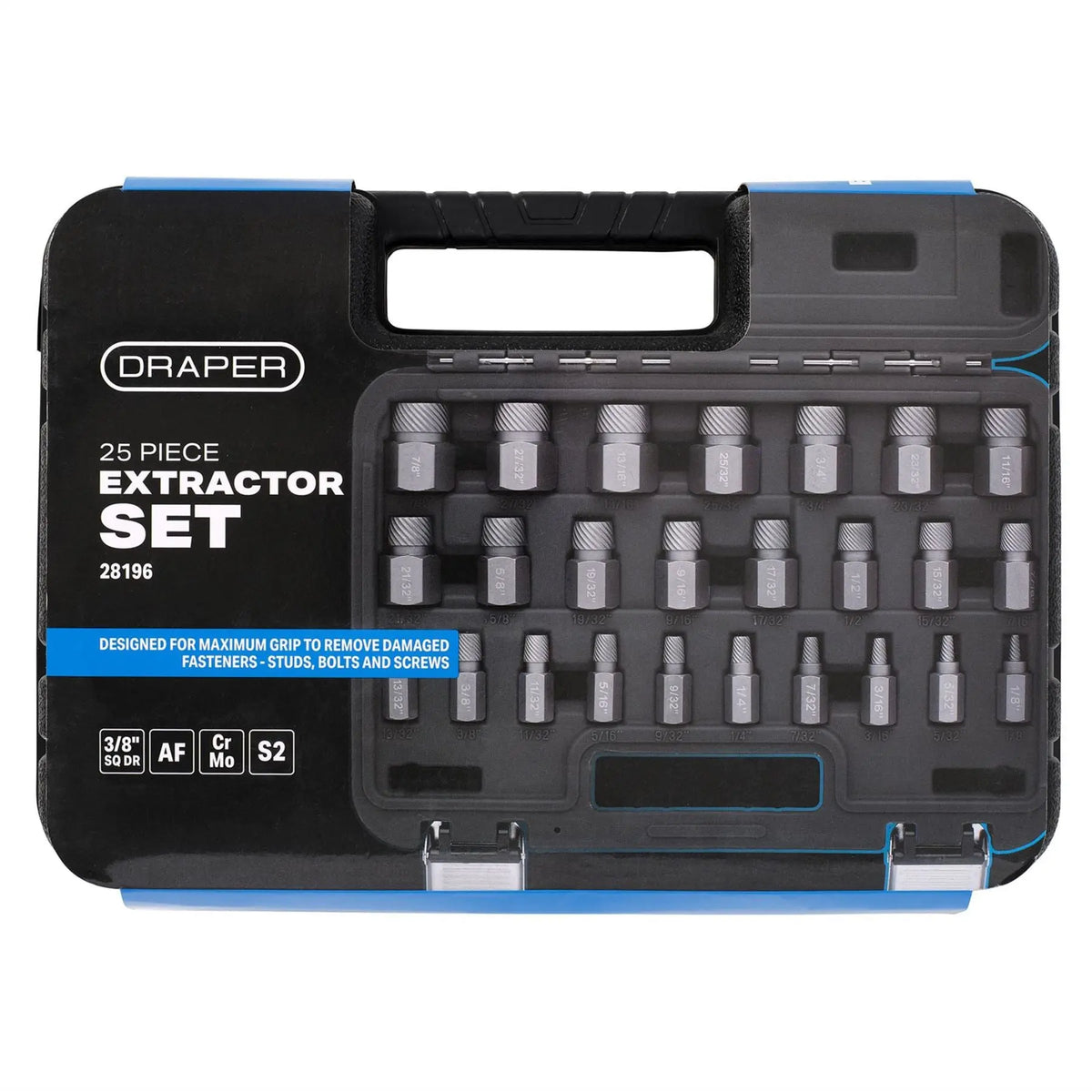 Draper Imperial Bolt Extractor Set 3/8" Sq. Dr. (25 Piece) 28196  White Rose Tools