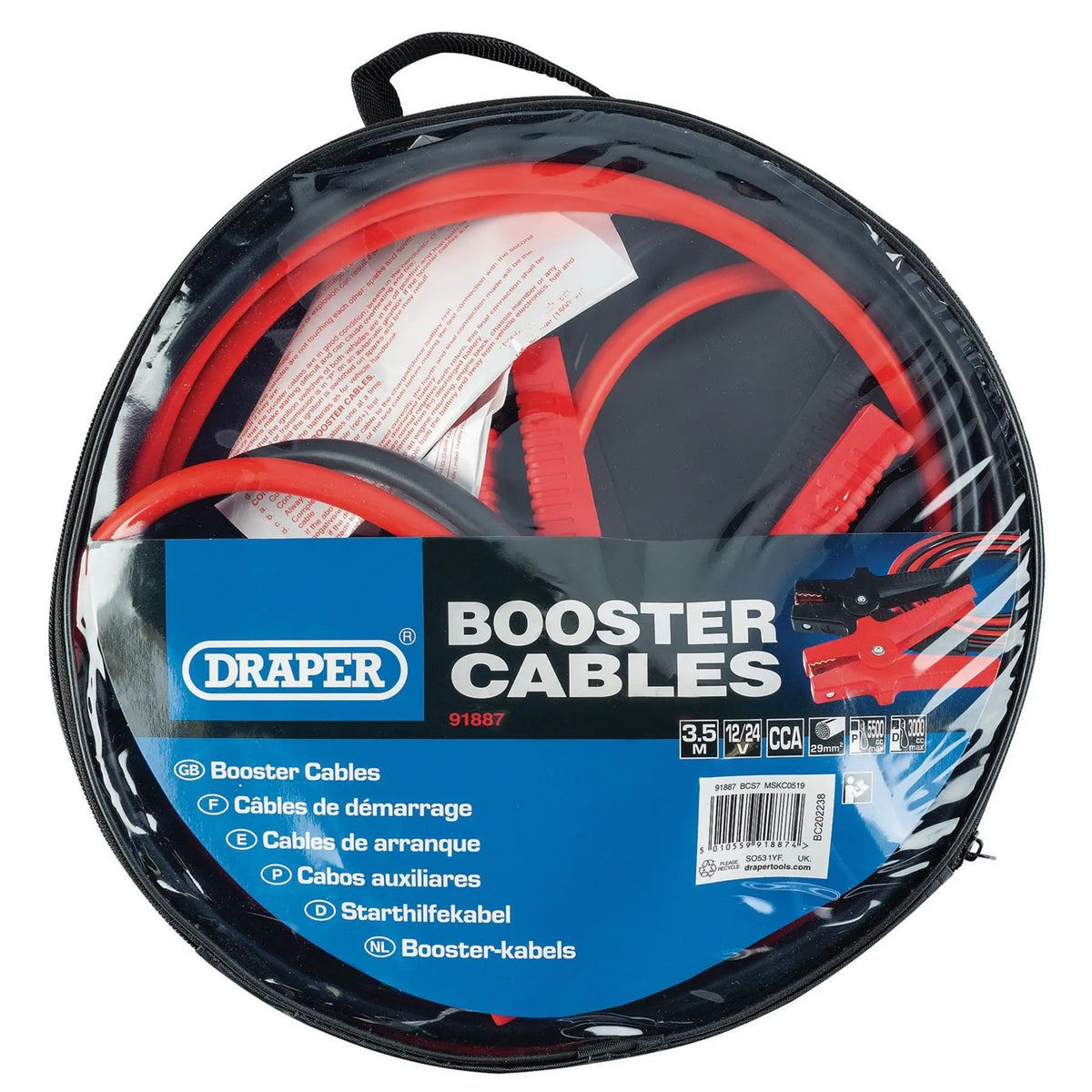 Draper Jump Leads 3.5m x 29mm&sup2; 91887  White Rose Tools