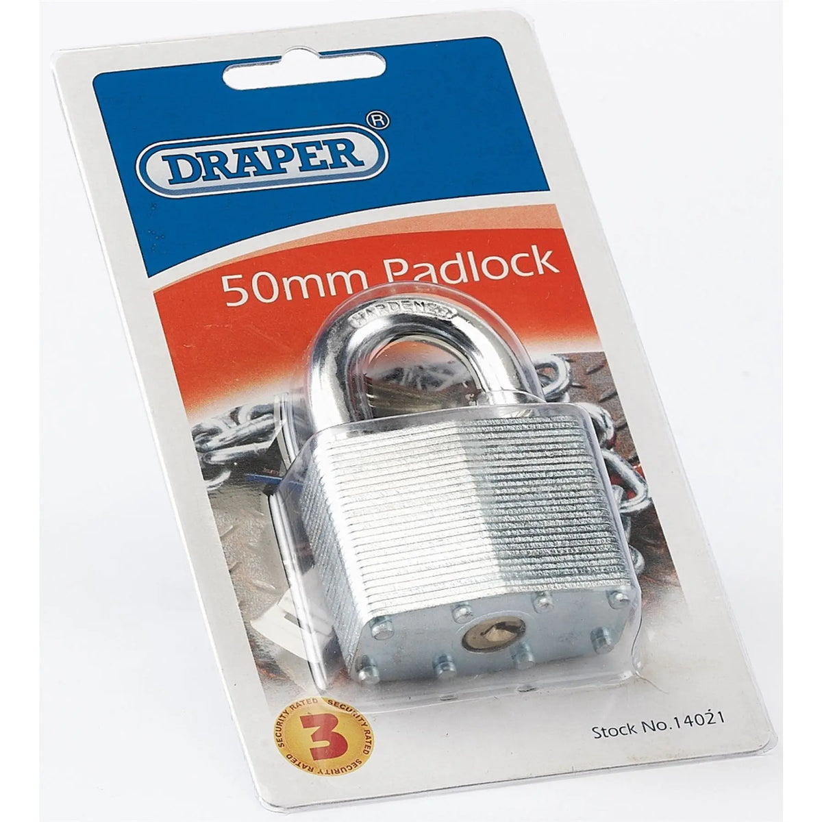 Draper Laminated Steel Padlock 50 x 31mm 14021  White Rose Tools