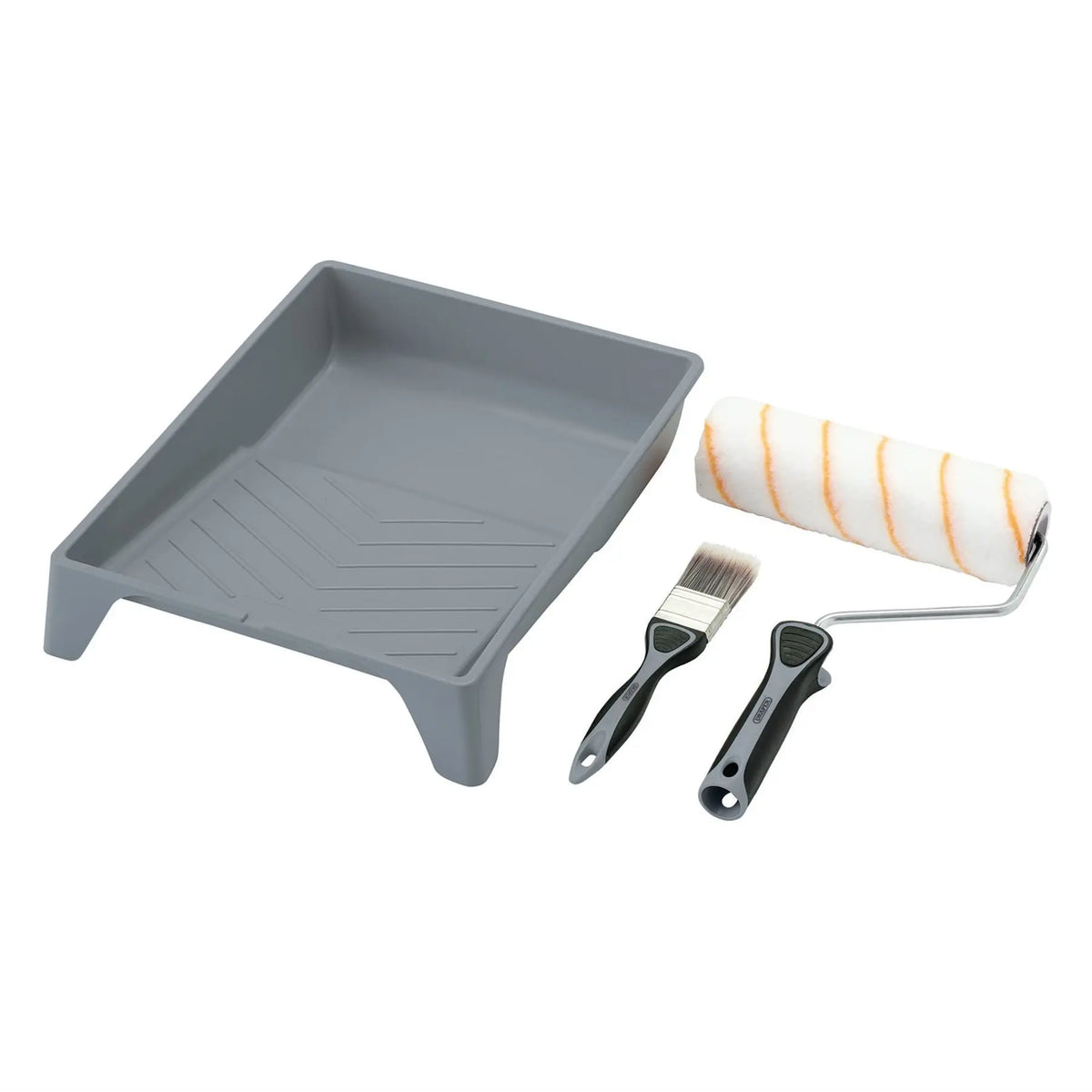 Draper Medium Pile Polyester Paint Roller and Brush Set with Soft Grip (4 Piece) 20947  White Rose Tools