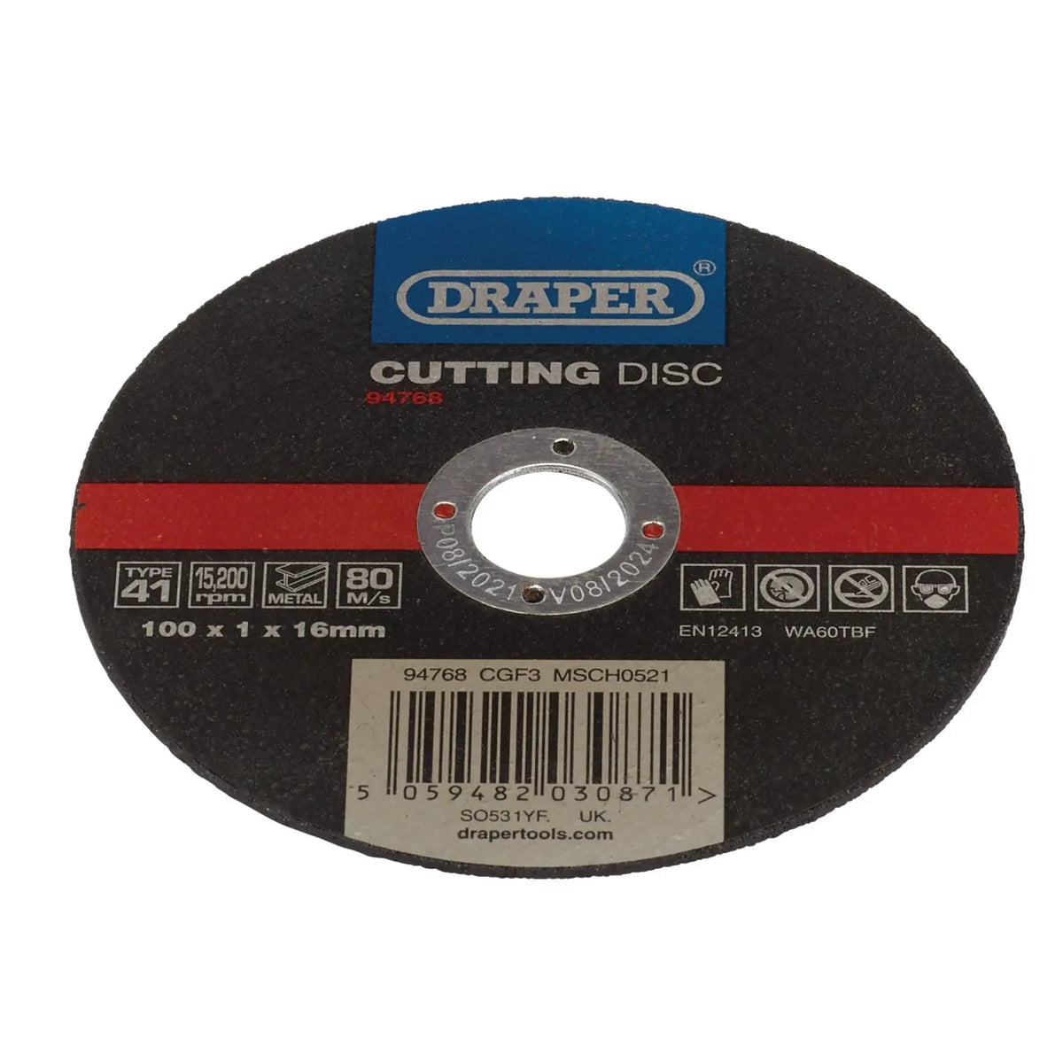 Draper Metal Cutting Disc 100 x 1 x 16mm 94768  White Rose Tools