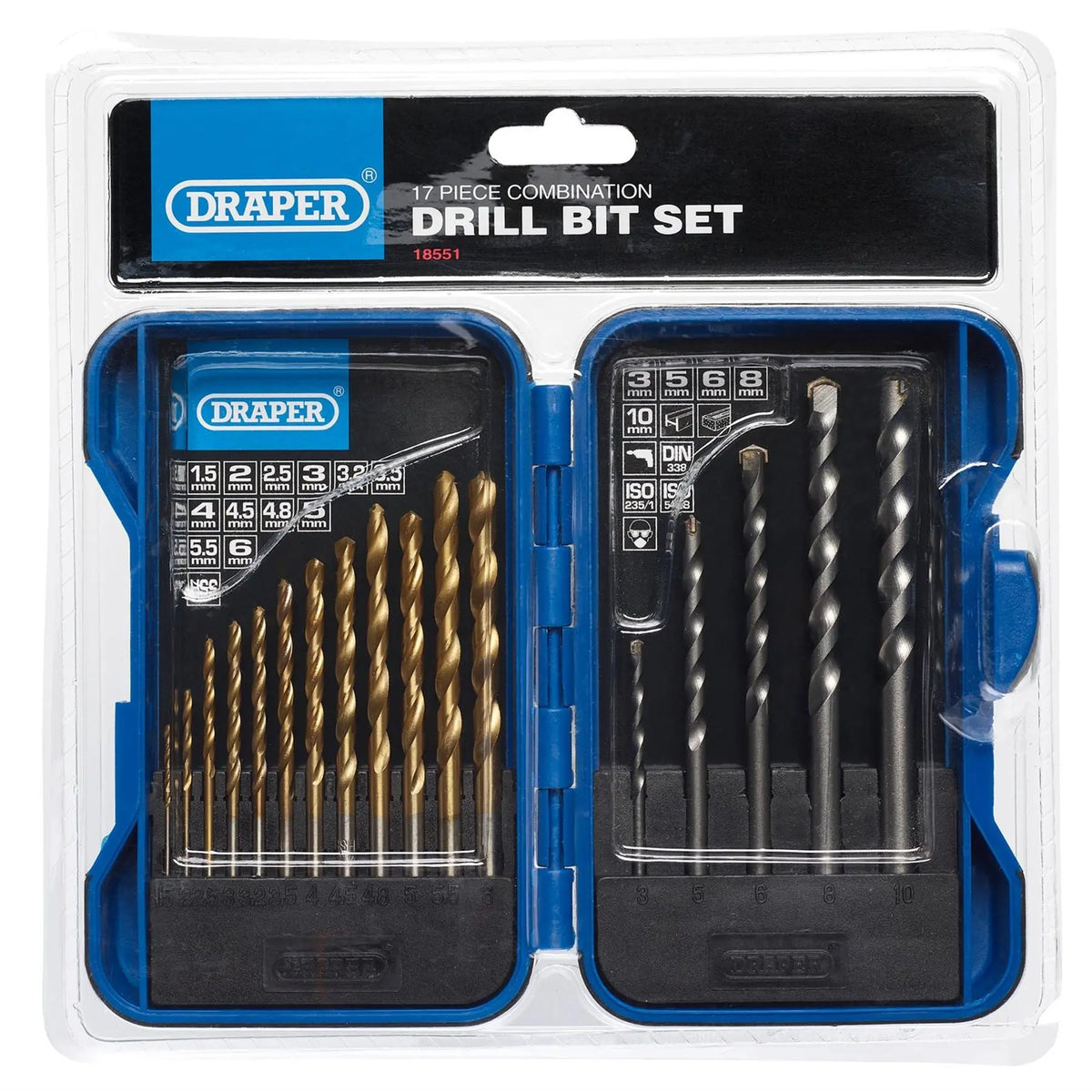 Draper Metric Combination HSS and Masonry Drill Bit Set (17 Piece) 18551  White Rose Tools