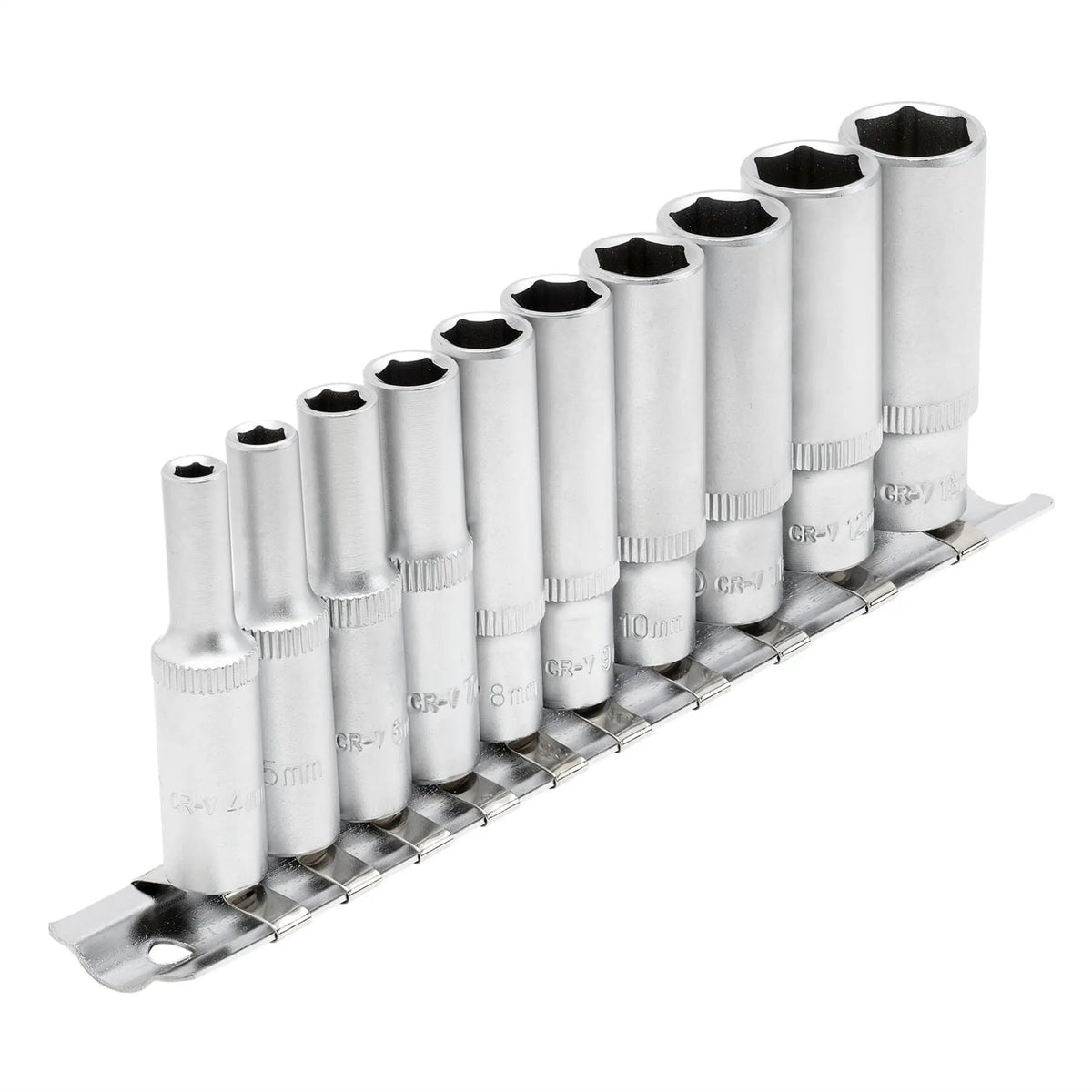 Draper Metric Deep Socket on Metal Rail 1/4" Sq. Dr. (10 Piece) 16399  White Rose Tools