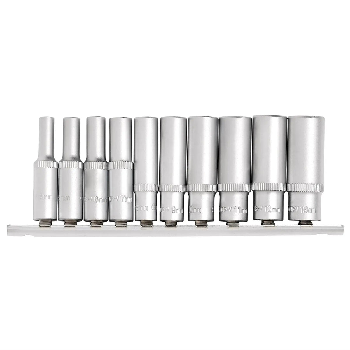 Draper Metric Deep Socket on Metal Rail 1/4" Sq. Dr. (10 Piece) 16399  White Rose Tools