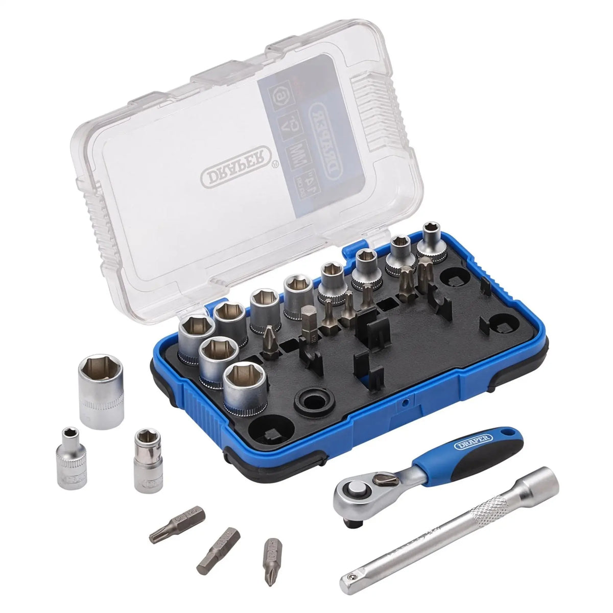 Draper Metric Socket Set 1/4" Sq. Dr. (25 Piece) 16354  White Rose Tools