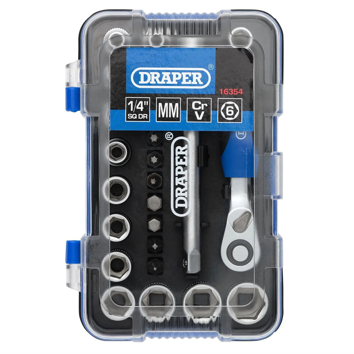 Draper Metric Socket Set 1/4" Sq. Dr. (25 Piece) 16354  White Rose Tools