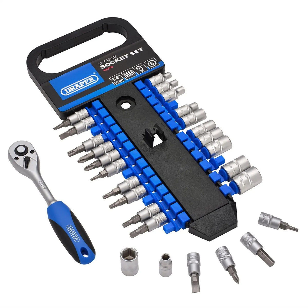 Draper Metric Socket Set 1/4" Sq. Dr. (27 Piece) 16370  White Rose Tools