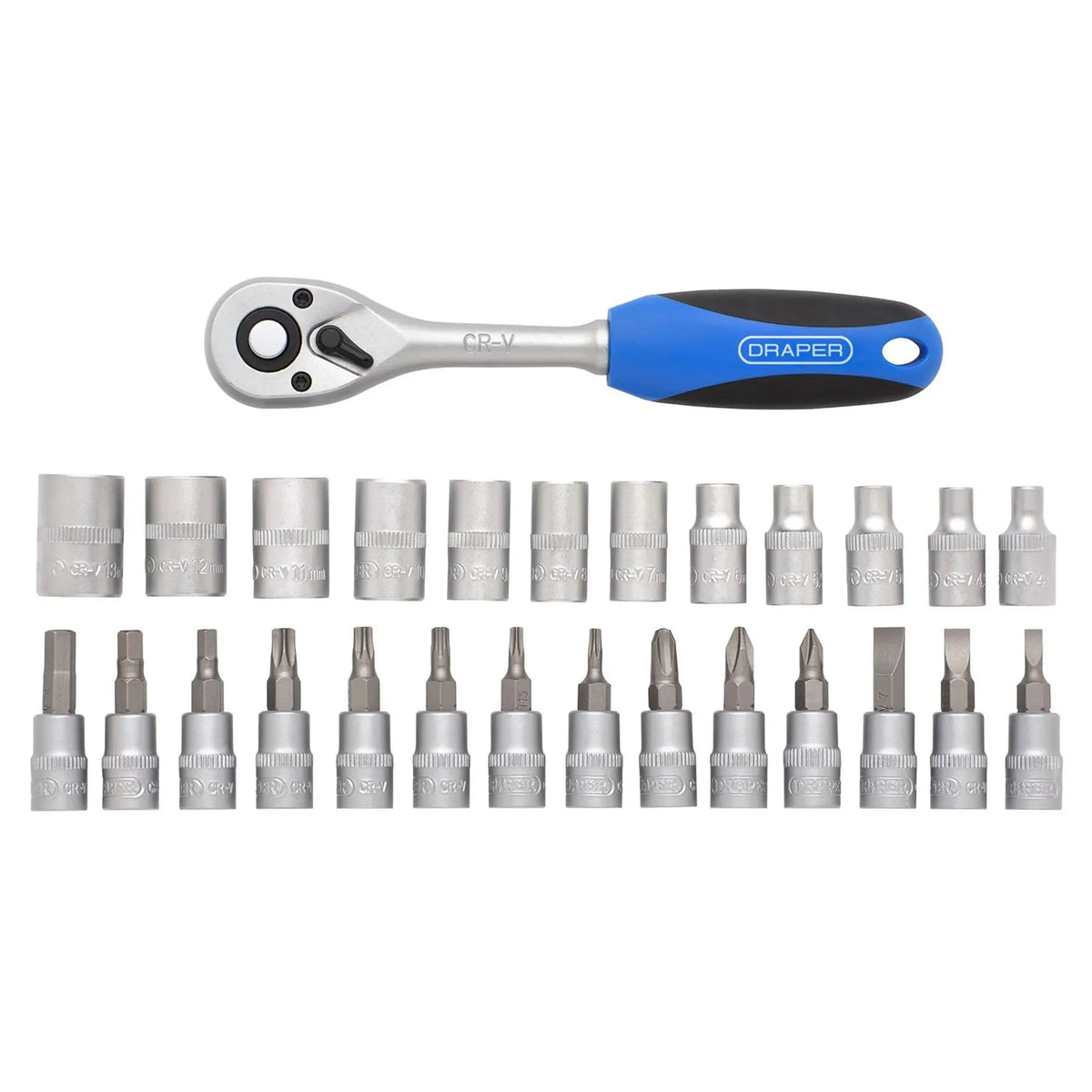 Draper Metric Socket Set 1/4" Sq. Dr. (27 Piece) 16370  White Rose Tools