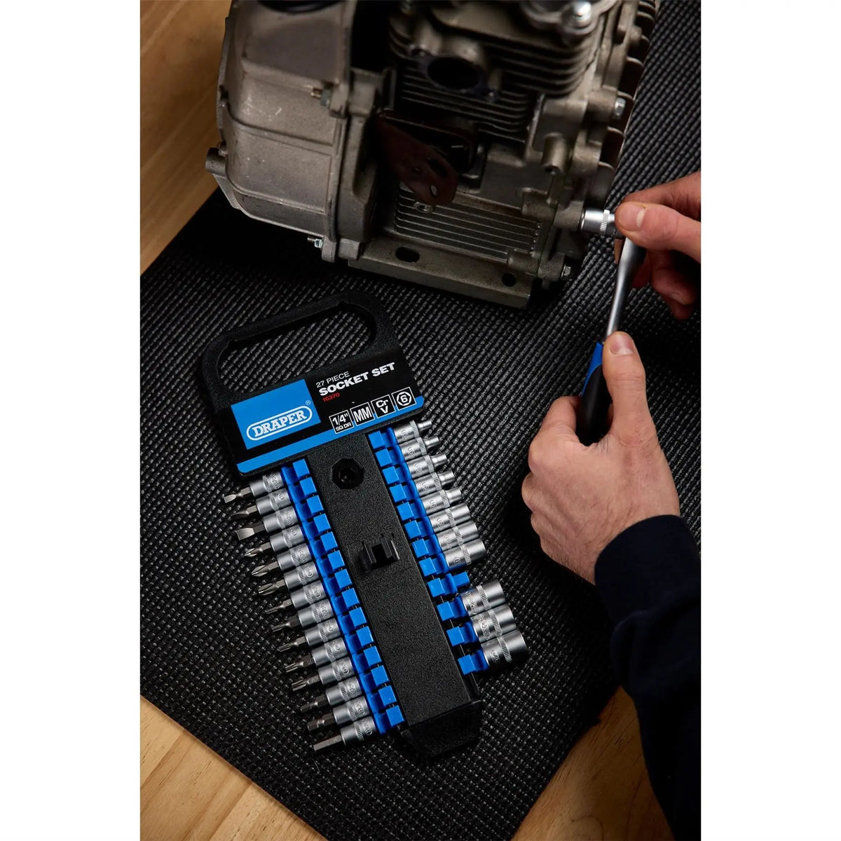 Draper Metric Socket Set 1/4" Sq. Dr. (27 Piece) 16370  White Rose Tools