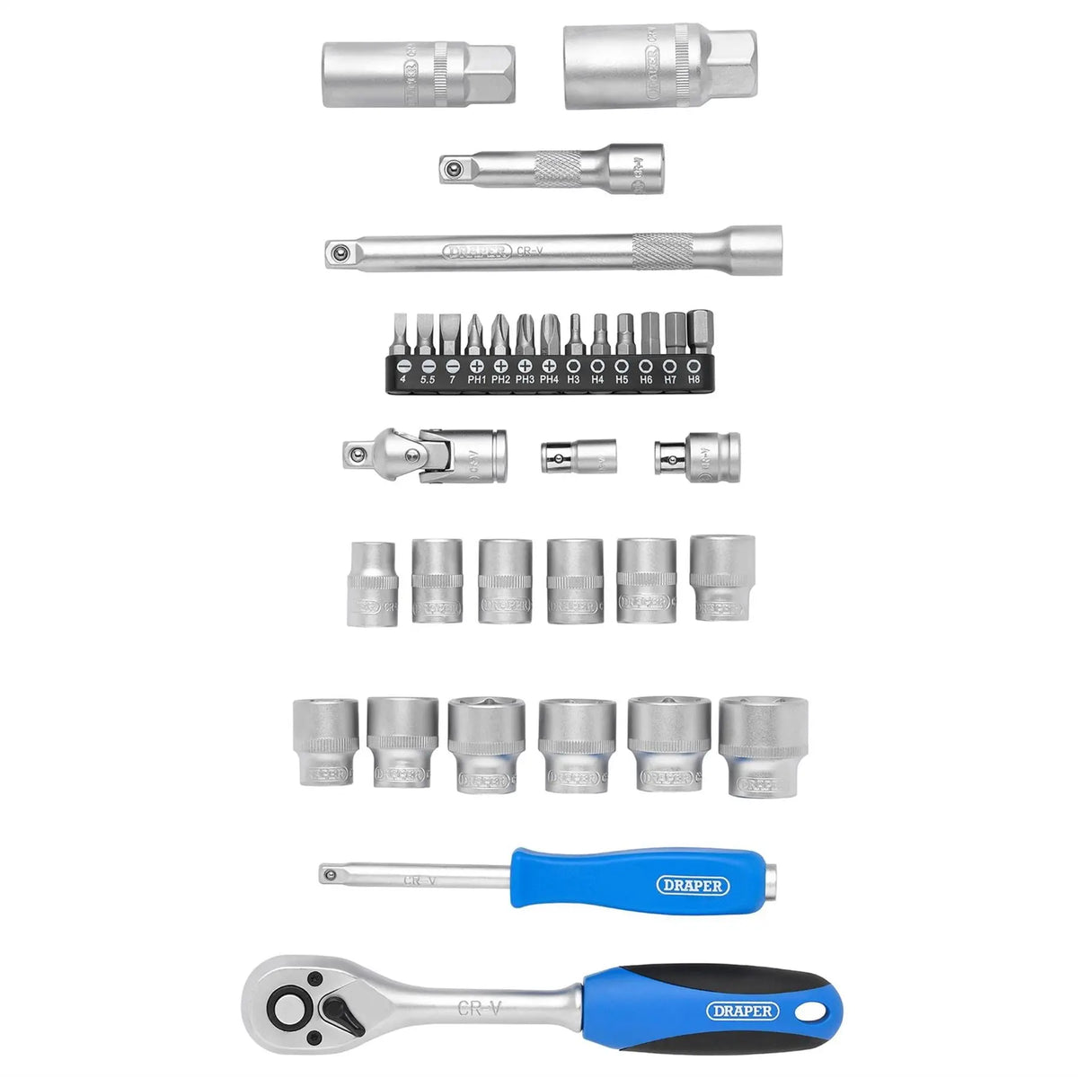Draper Metric Socket Set 3/8" Sq. Dr. (34 Piece) 89558  White Rose Tools